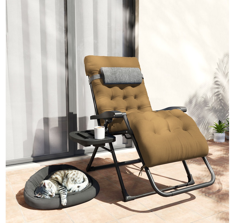 Image 962257_ALTMORE8.jpg, Product 962-257 / Price $109.99, Outsunny Padded Zero Gravity Chair, Folding Recliner Chair, Light Khaki from Outsunny on TSC.ca's Home & Garden department