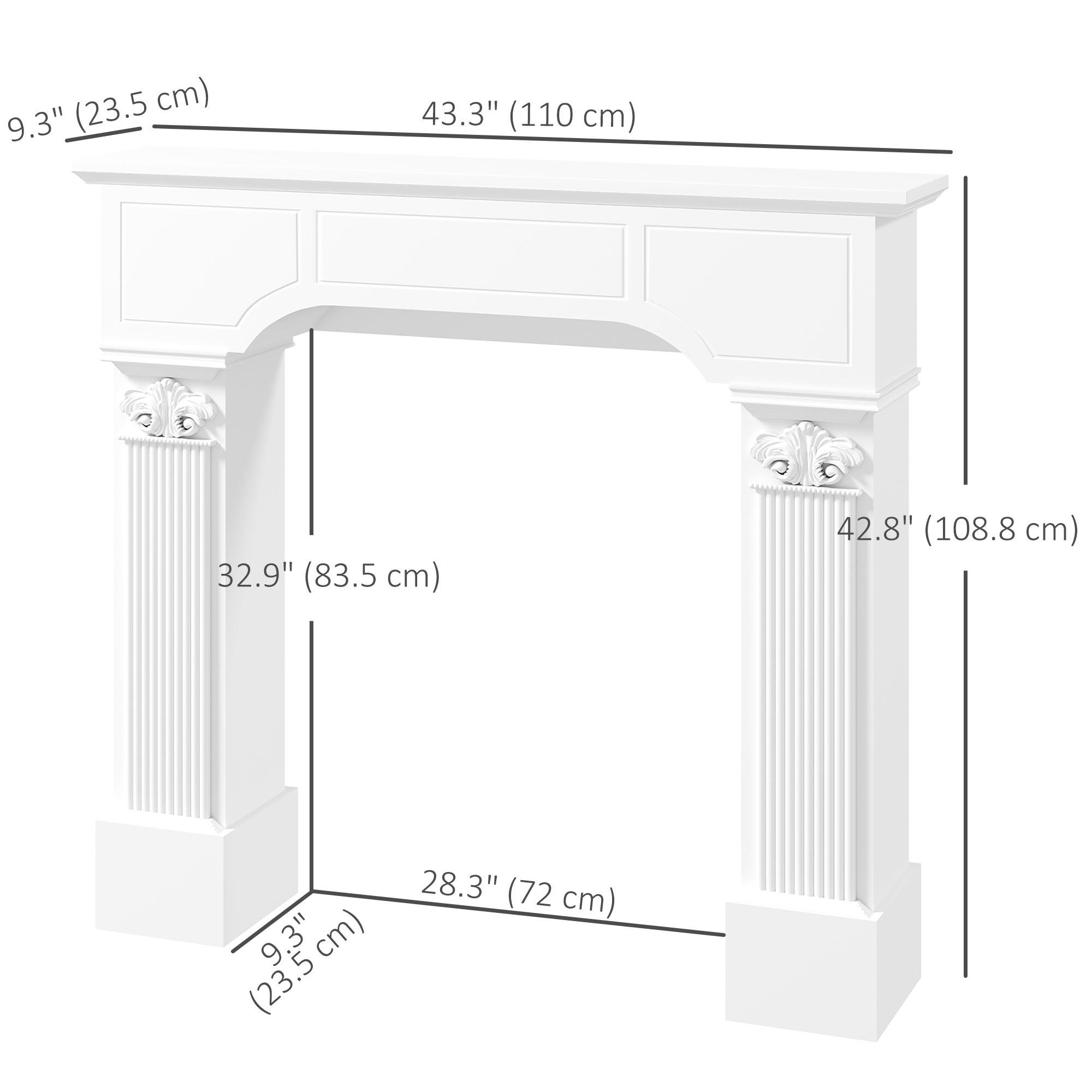 HOMCOM Baroque Fireplace Mantel, Fireplace Surround with Ionic Leg