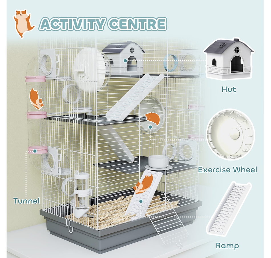 Image 962282_ALTMORE4.jpg, Product 962-282 / Price $74.99, PawHut Large Hamster Cage, Gerbil Cage for Dwarf Hamster, Mouse, Grey from PawHut on TSC.ca's Home & Garden department