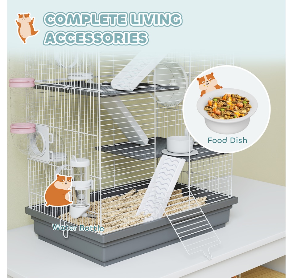 Image 962282_ALTMORE5.jpg, Product 962-282 / Price $74.99, PawHut Large Hamster Cage, Gerbil Cage for Dwarf Hamster, Mouse, Grey from PawHut on TSC.ca's Home & Garden department