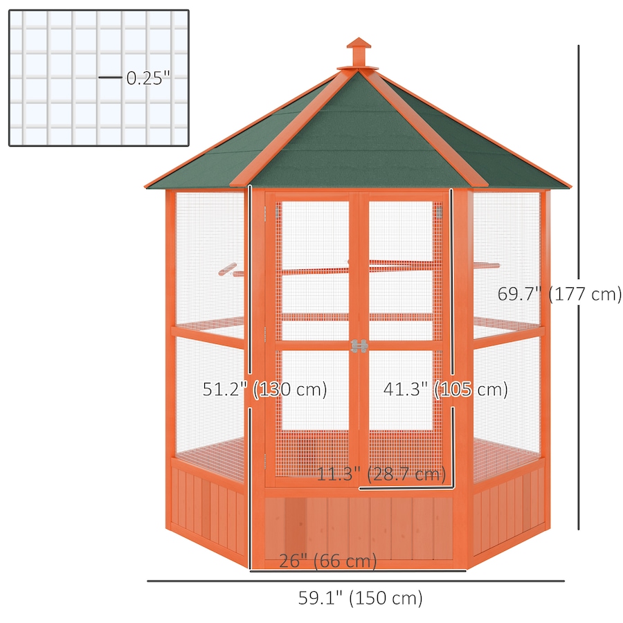 Image 962305_ALTMORE2.jpg, Product 962-305 / Price $319.99, PawHut 70"H Wooden Bird Cage Hexagonal Outdoor Aviary with Doors, Brown from PawHut on TSC.ca's Home & Garden department