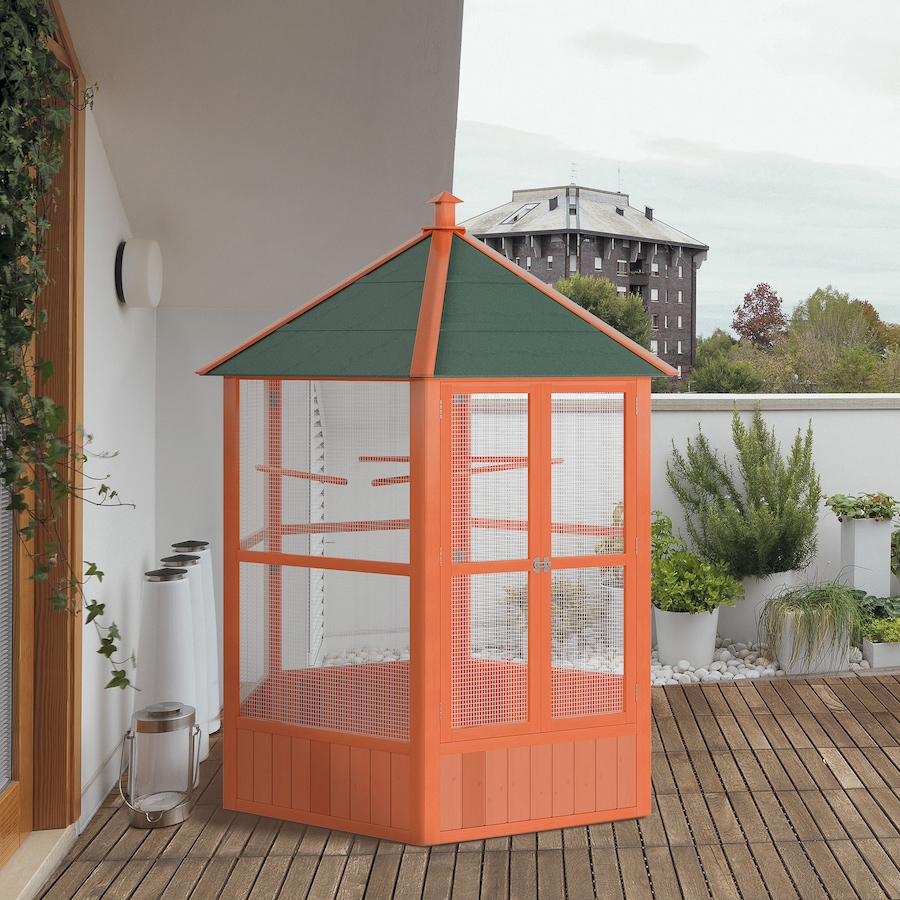 Image 962305_ALTMORE8.jpg, Product 962-305 / Price $319.99, PawHut 70"H Wooden Bird Cage Hexagonal Outdoor Aviary with Doors, Brown from PawHut on TSC.ca's Home & Garden department