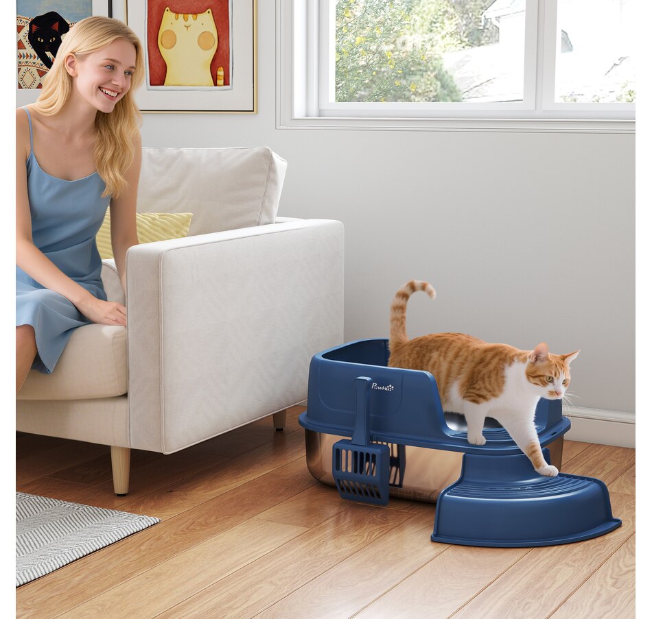 Image 962309_ALTMORE1.jpg, Product 962-309 / Price $56.99, PawHut Stainless Steel Cat Litter Box, High Sided Cat Litter Box with Scoop from PawHut on TSC.ca's Home & Garden department