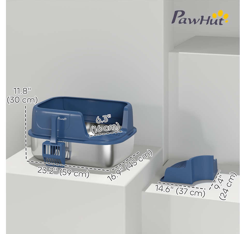 Image 962309_ALTMORE2.jpg, Product 962-309 / Price $56.99, PawHut Stainless Steel Cat Litter Box, High Sided Cat Litter Box with Scoop from PawHut on TSC.ca's Home & Garden department