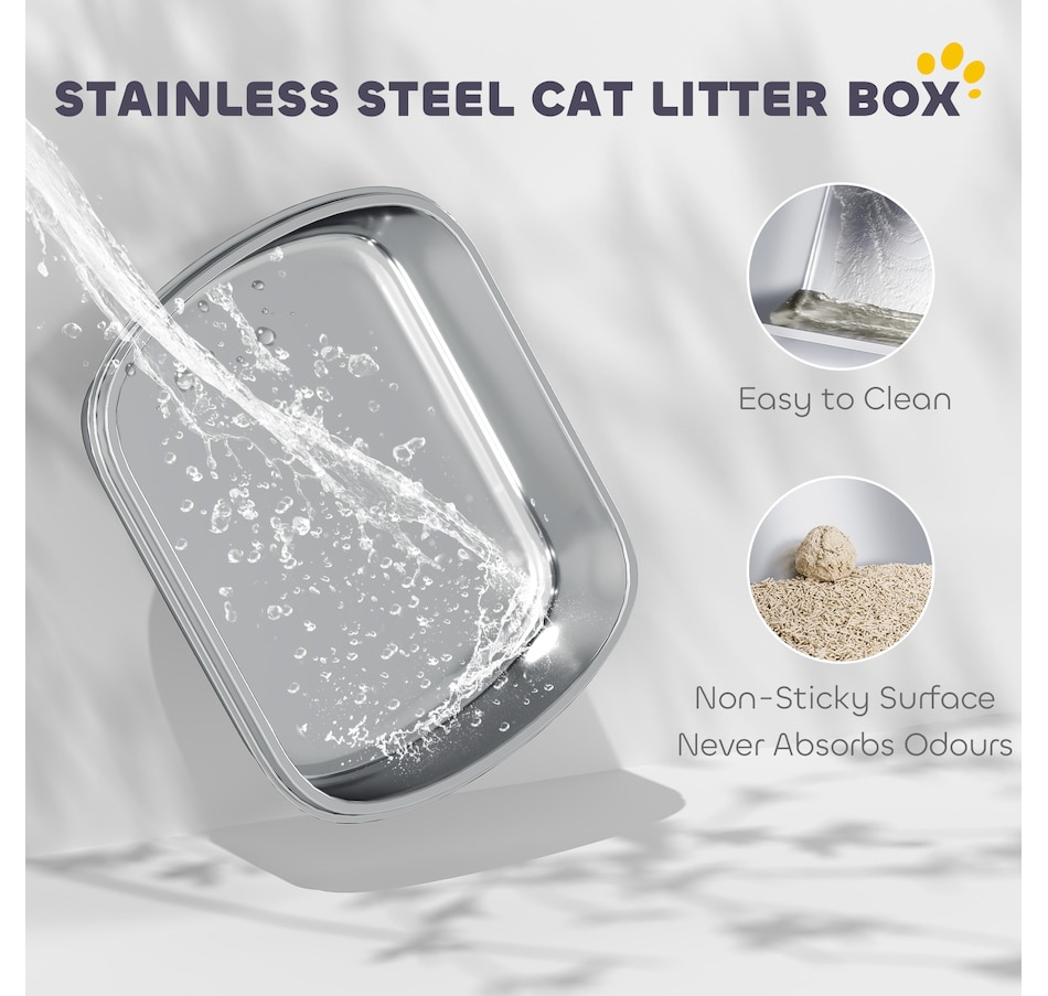 Image 962309_ALTMORE3.jpg, Product 962-309 / Price $56.99, PawHut Stainless Steel Cat Litter Box, High Sided Cat Litter Box with Scoop from PawHut on TSC.ca's Home & Garden department