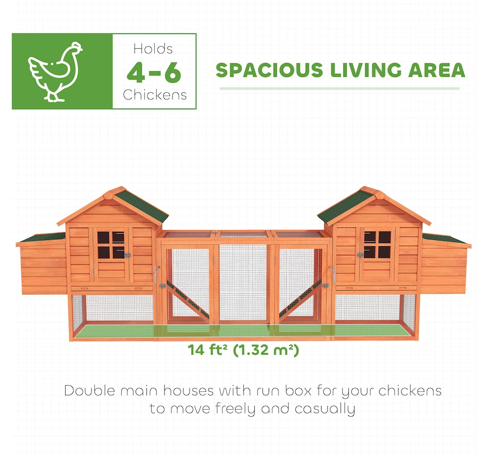 Image 962315_ALTMORE3.jpg, Product 962-315 / Price $569.99, PawHut 123" Extra Large Chicken Coop Wooden Poultry House, Orange from PawHut on TSC.ca's Home & Garden department