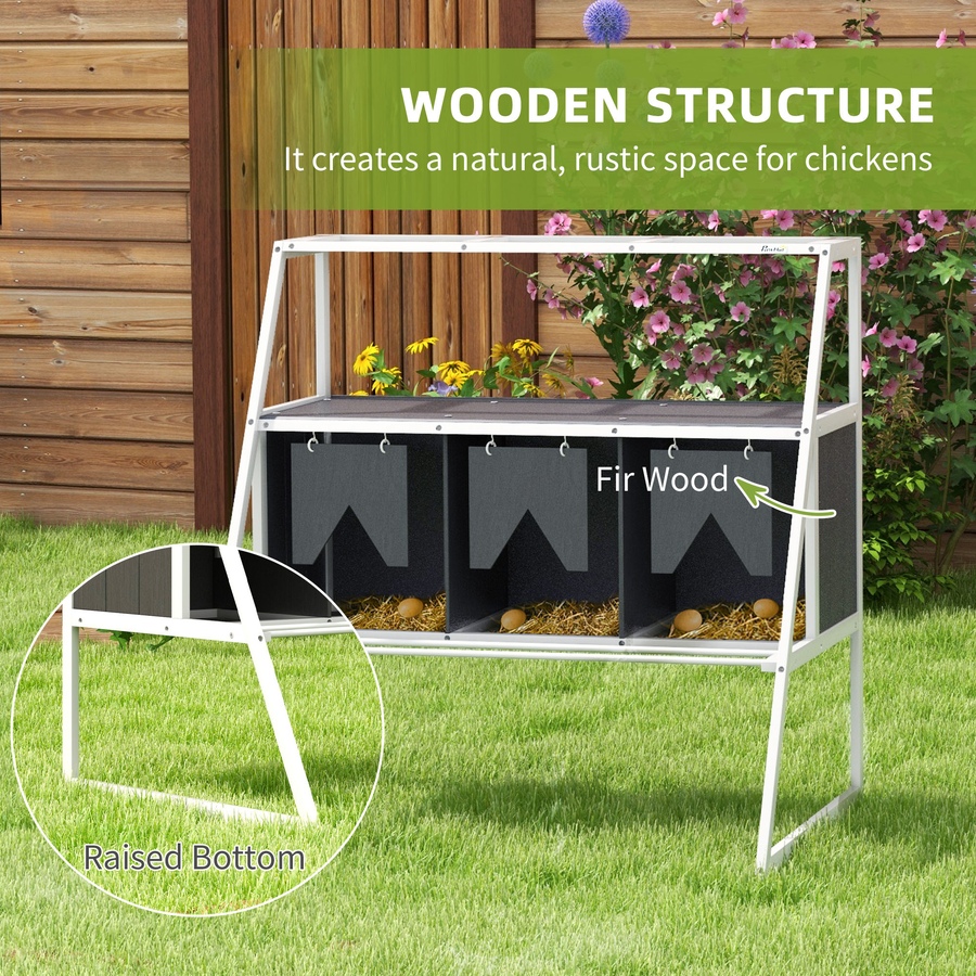 Image 962328_ALTMORE4.jpg, Product 962-328 / Price $98.99, PawHut Chicken Nesting Box 3 Compartments Wooden Nesting Boxes w/ Curtains from PawHut on TSC.ca's Home & Garden department