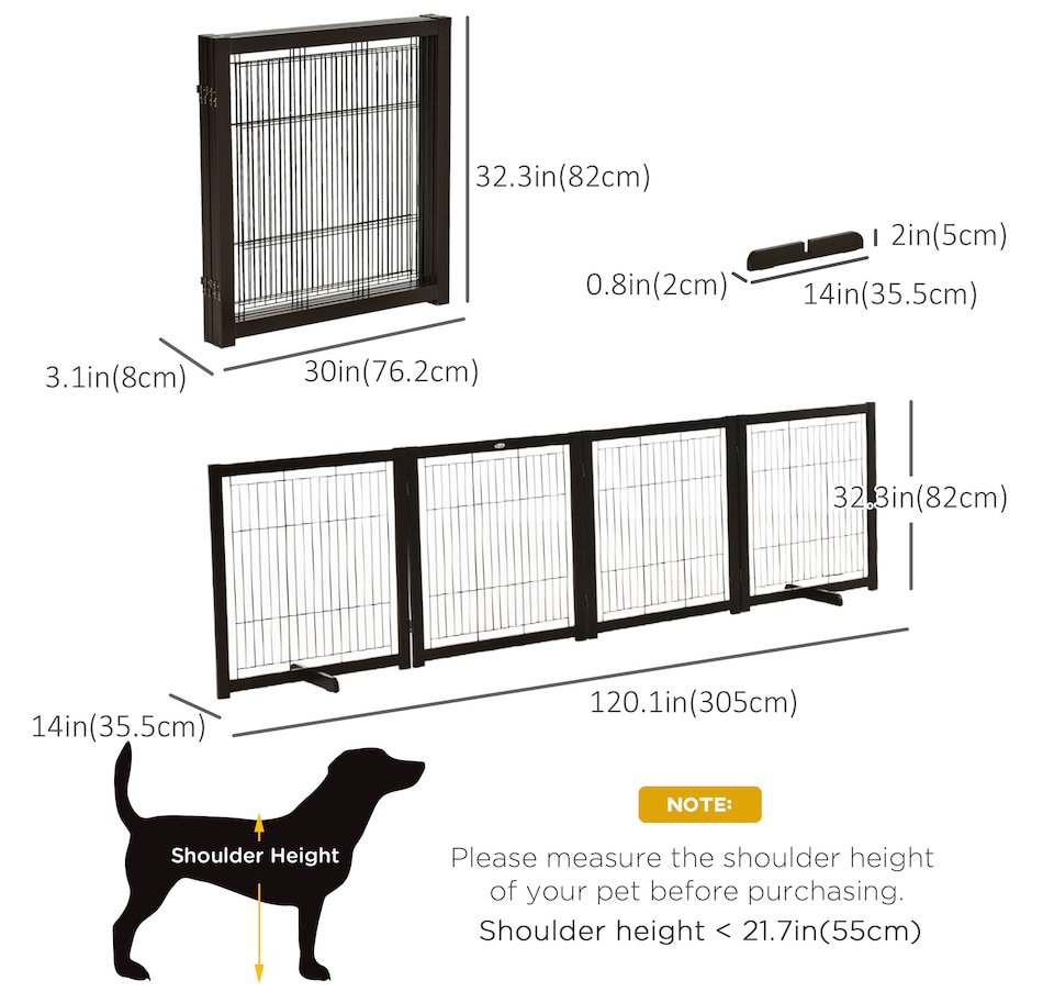 Image 962338_ALTMORE2.jpg, Product 962-338 / Price $99.99, PawHut Wooden Pet Fence with Support Feet Coffee from PawHut on TSC.ca's Home & Garden department