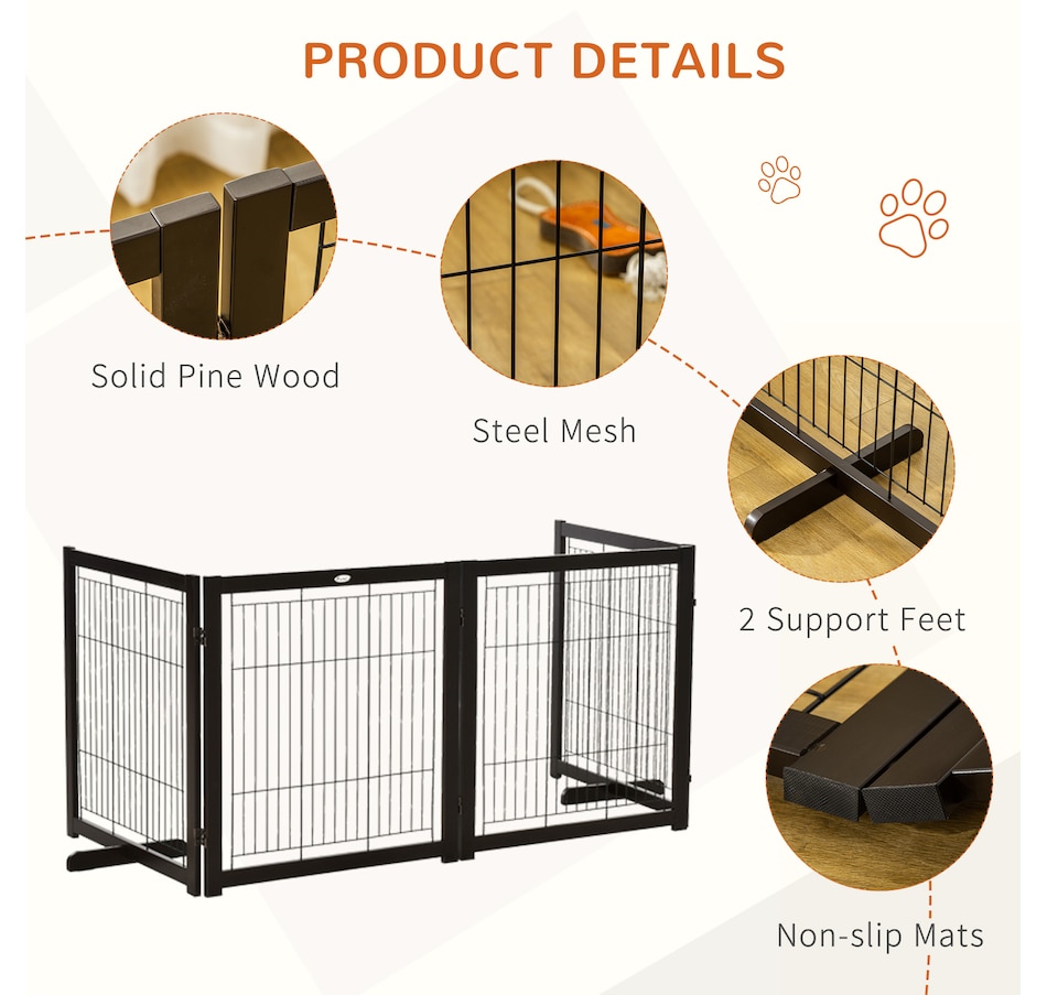 Image 962338_ALTMORE5.jpg, Product 962-338 / Price $99.99, PawHut Wooden Pet Fence with Support Feet Coffee from PawHut on TSC.ca's Home & Garden department