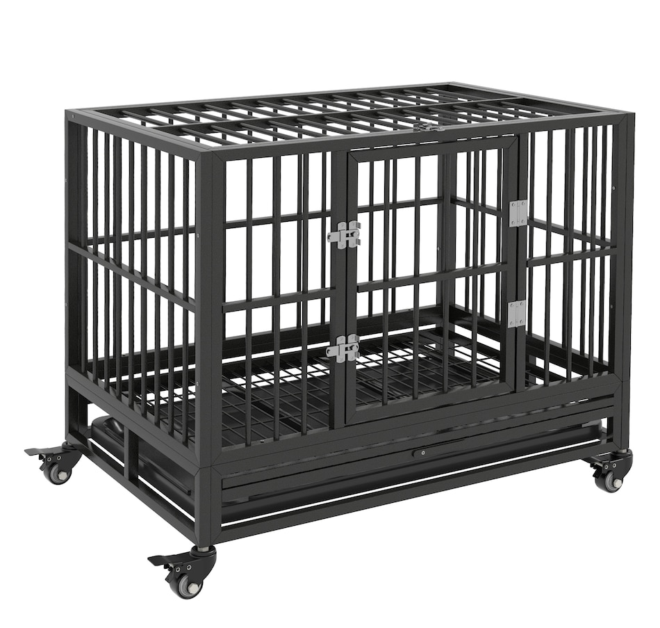 Image 962342.jpg, Product 962-342 / Price $129.99, PawHut 36" Heavy Duty Steel Dog Crate Kennel Pet Cage, Grey from PawHut on TSC.ca's Home & Garden department