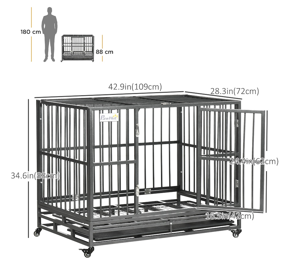 Image 962342_ALTMORE2.jpg, Product 962-342 / Price $129.99, PawHut 36" Heavy Duty Steel Dog Crate Kennel Pet Cage, Grey from PawHut on TSC.ca's Home & Garden department