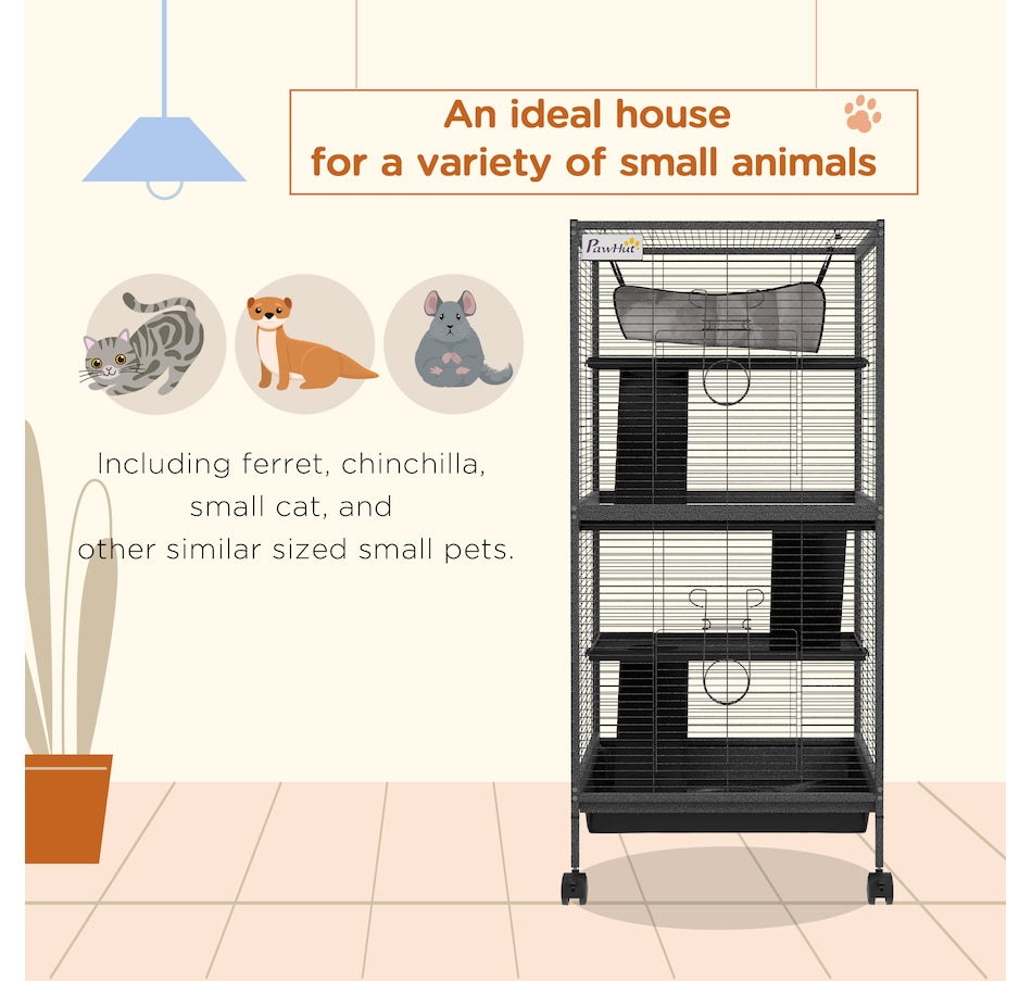 Image 962349_ALTMORE3.jpg, Product 962-349 / Price $139.99, PawHut 4-Tier Rolling Small Animal Cage Play House, Deluxe Guinea Pig Cage from PawHut on TSC.ca's Home & Garden department