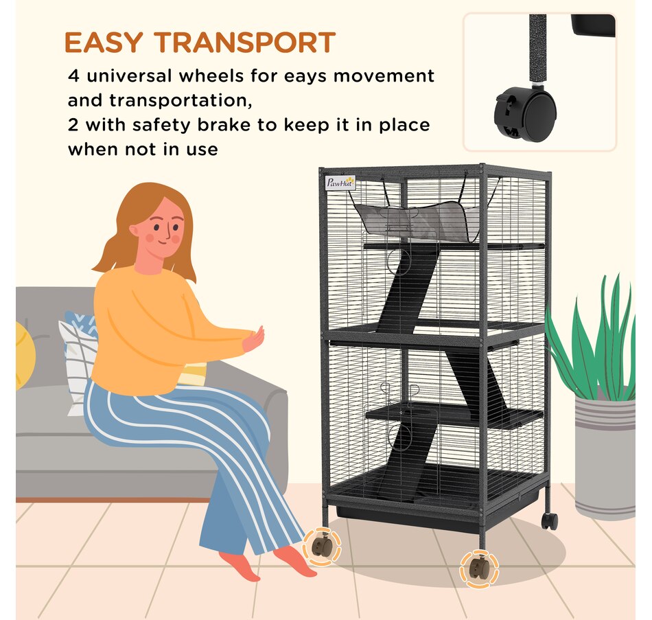 Image 962349_ALTMORE4.jpg, Product 962-349 / Price $139.99, PawHut 4-Tier Rolling Small Animal Cage Play House, Deluxe Guinea Pig Cage from PawHut on TSC.ca's Home & Garden department