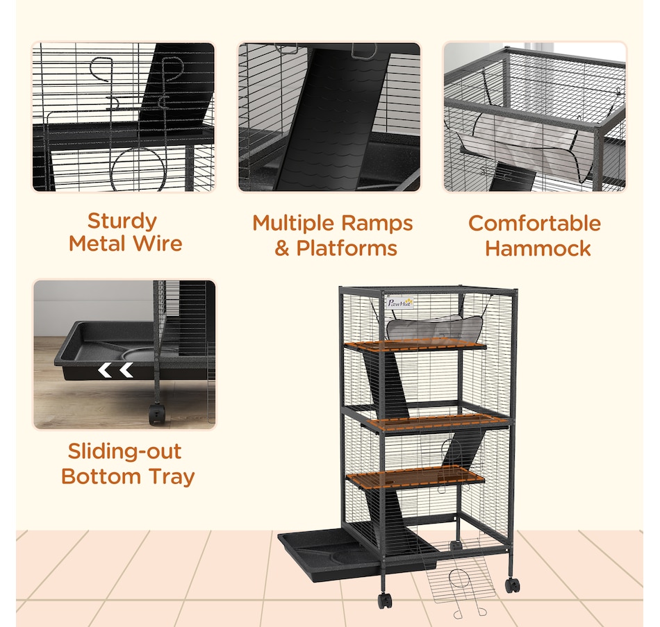 Image 962349_ALTMORE5.jpg, Product 962-349 / Price $139.99, PawHut 4-Tier Rolling Small Animal Cage Play House, Deluxe Guinea Pig Cage from PawHut on TSC.ca's Home & Garden department