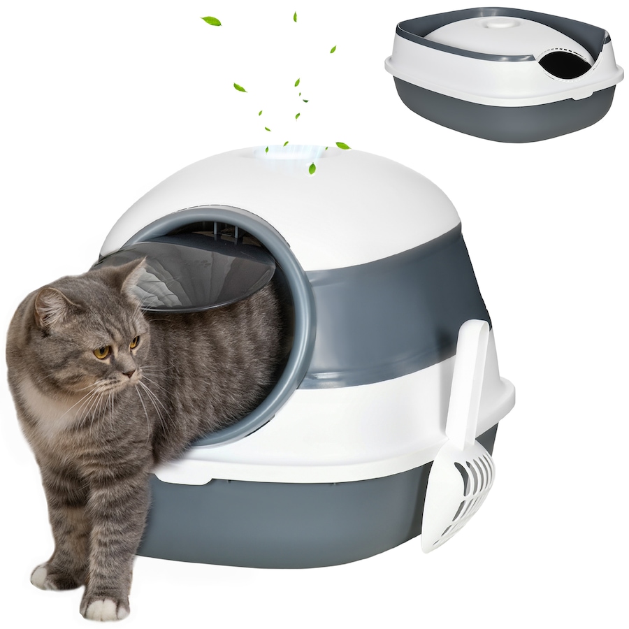 Image 962350.jpg, Product 962-350 / Price $37.99, PawHut Cat Litter Box with Lid, Covered Litter Box w/ High Sides, White from PawHut on TSC.ca's Home & Garden department
