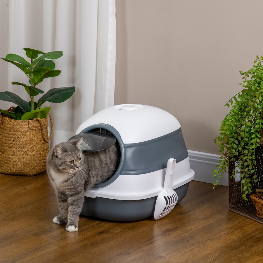 Image 962350_ALTMORE1.jpg, Product 962-350 / Price $37.99, PawHut Cat Litter Box with Lid, Covered Litter Box w/ High Sides, White from PawHut on TSC.ca's Home & Garden department