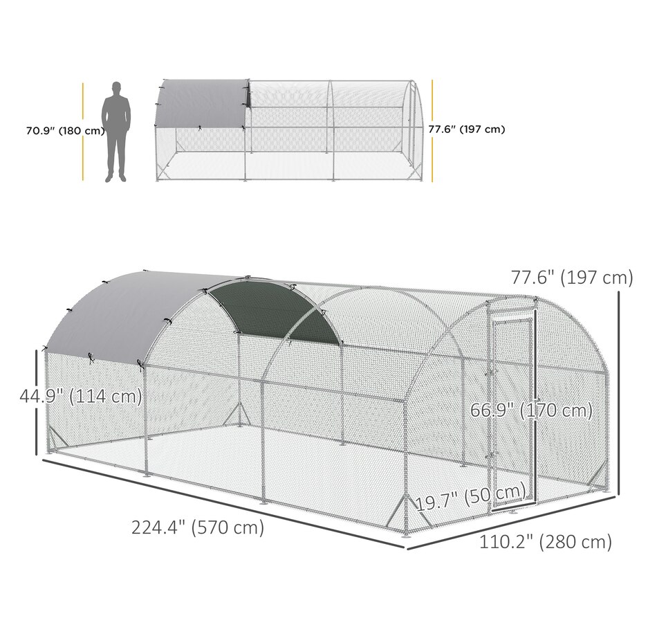 Image 962353_ALTMORE2.jpg, Product 962-353 / Price $389.99, PawHut Galvanized Large Metal Chicken Coop Cage 9.2' x 18.7' x 6.5' from PawHut on TSC.ca's Home & Garden department