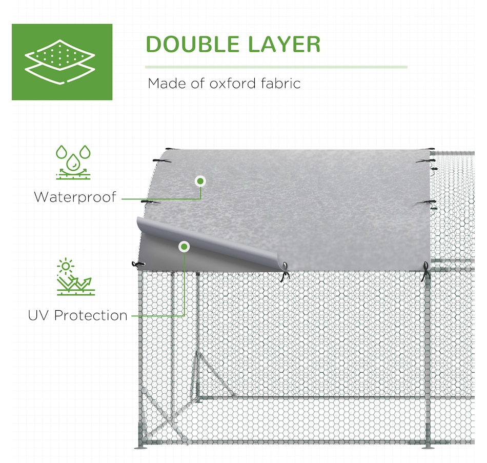 Image 962353_ALTMORE3.jpg, Product 962-353 / Price $389.99, PawHut Galvanized Large Metal Chicken Coop Cage 9.2' x 18.7' x 6.5' from PawHut on TSC.ca's Home & Garden department