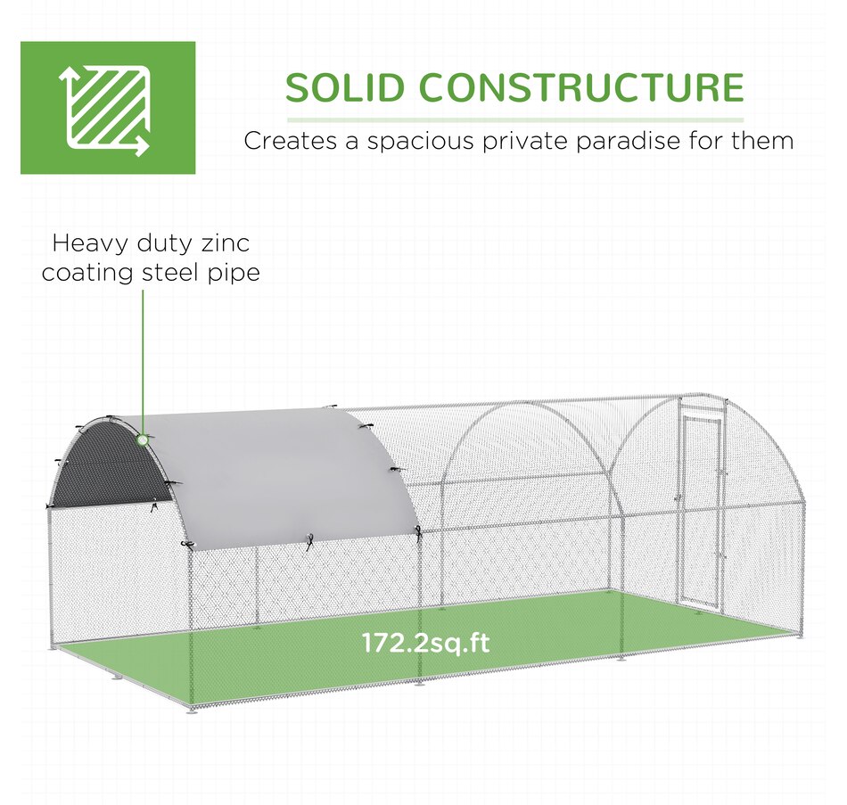 Image 962353_ALTMORE5.jpg, Product 962-353 / Price $389.99, PawHut Galvanized Large Metal Chicken Coop Cage 9.2' x 18.7' x 6.5' from PawHut on TSC.ca's Home & Garden department