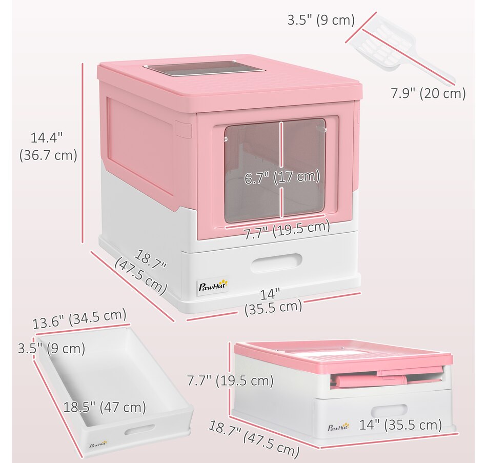 Image 962358_ALTMORE2.jpg, Product 962-358 / Price $53.99, PawHut Enclosed Cat Litter Box with Scoop, Tray, Top Entry, Foldable, Pink from PawHut on TSC.ca's Home & Garden department