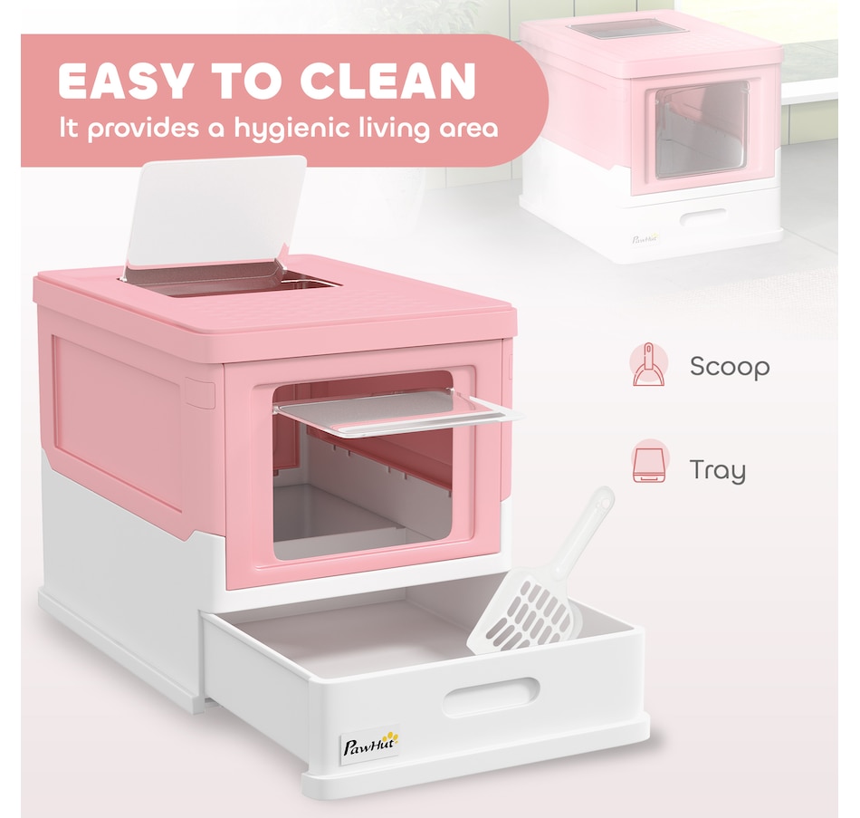 Image 962358_ALTMORE3.jpg, Product 962-358 / Price $53.99, PawHut Enclosed Cat Litter Box with Scoop, Tray, Top Entry, Foldable, Pink from PawHut on TSC.ca's Home & Garden department