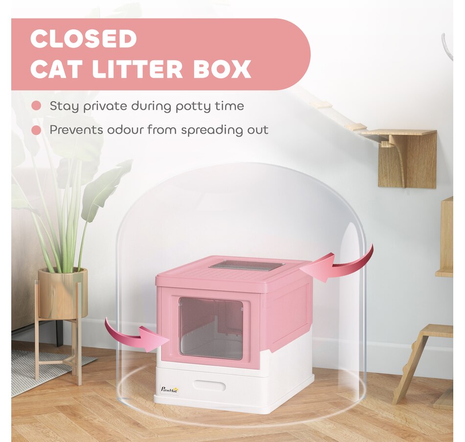 Image 962358_ALTMORE5.jpg, Product 962-358 / Price $53.99, PawHut Enclosed Cat Litter Box with Scoop, Tray, Top Entry, Foldable, Pink from PawHut on TSC.ca's Home & Garden department