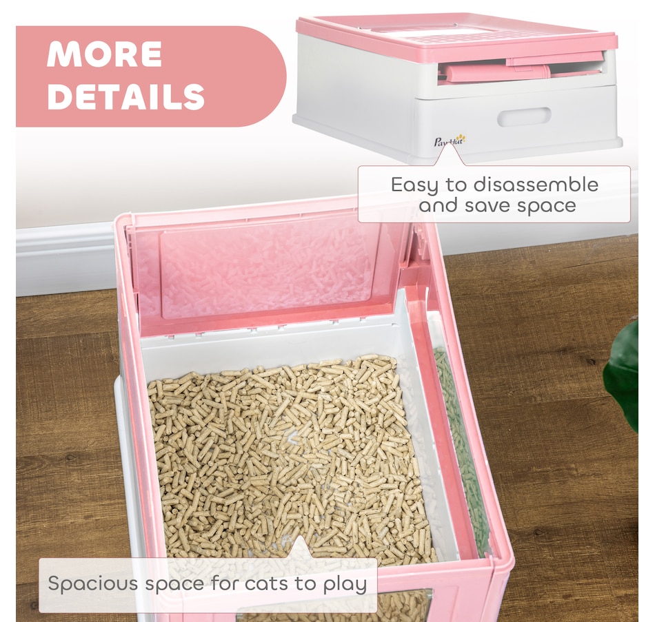 Image 962358_ALTMORE6.jpg, Product 962-358 / Price $53.99, PawHut Enclosed Cat Litter Box with Scoop, Tray, Top Entry, Foldable, Pink from PawHut on TSC.ca's Home & Garden department