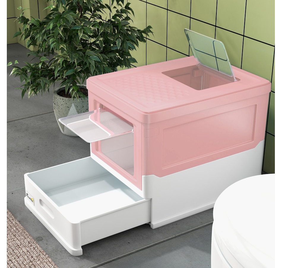 Image 962358_ALTMORE7.jpg, Product 962-358 / Price $53.99, PawHut Enclosed Cat Litter Box with Scoop, Tray, Top Entry, Foldable, Pink from PawHut on TSC.ca's Home & Garden department