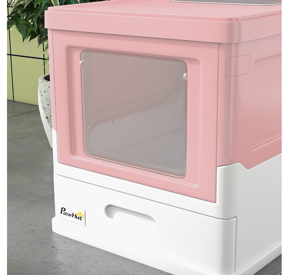 Image 962358_ALTMORE8.jpg, Product 962-358 / Price $53.99, PawHut Enclosed Cat Litter Box with Scoop, Tray, Top Entry, Foldable, Pink from PawHut on TSC.ca's Home & Garden department