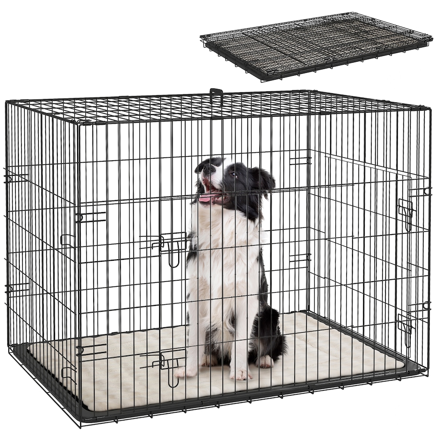 Image 962369.jpg, Product 962-369 / Price $84.99, PawHut 35" Dog Crate, Folding Metal Dog Kennel with 2 Doors, Tray, Cushion from PawHut on TSC.ca's Home & Garden department