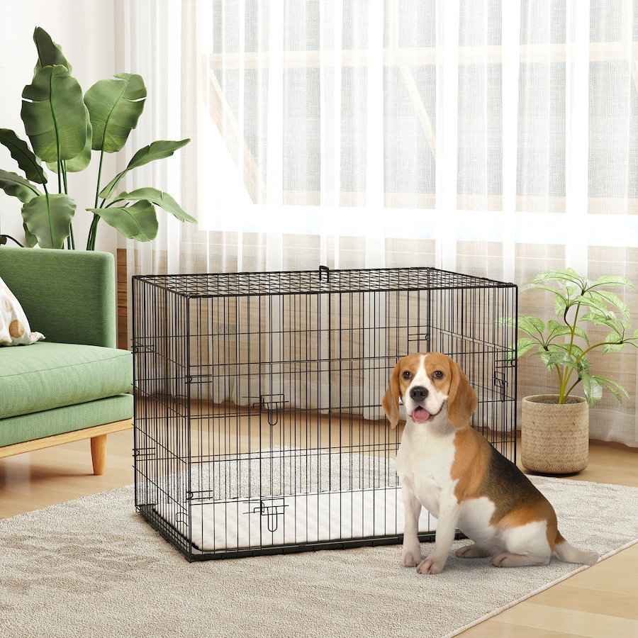 Image 962369_ALTMORE1.jpg, Product 962-369 / Price $84.99, PawHut 35" Dog Crate, Folding Metal Dog Kennel with 2 Doors, Tray, Cushion from PawHut on TSC.ca's Home & Garden department