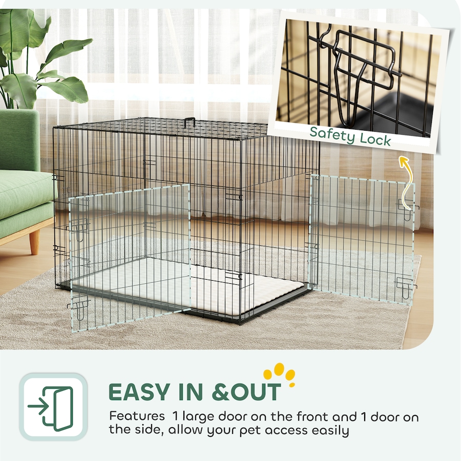 Image 962369_ALTMORE4.jpg, Product 962-369 / Price $84.99, PawHut 35" Dog Crate, Folding Metal Dog Kennel with 2 Doors, Tray, Cushion from PawHut on TSC.ca's Home & Garden department