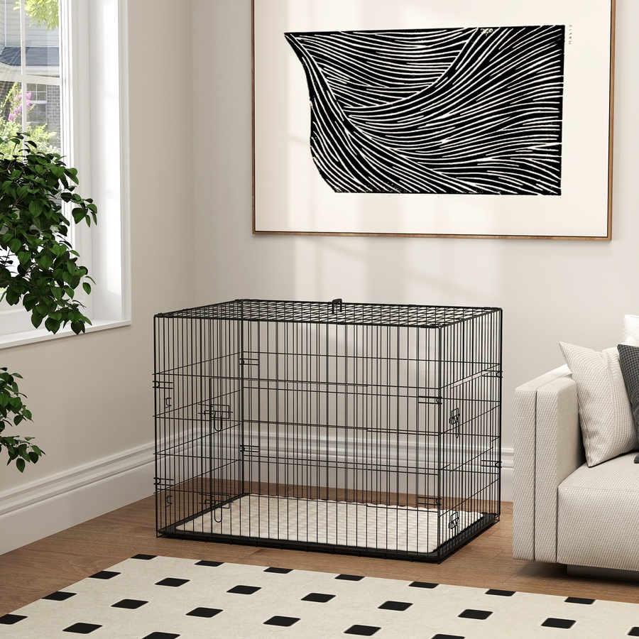Image 962369_ALTMORE7.jpg, Product 962-369 / Price $84.99, PawHut 35" Dog Crate, Folding Metal Dog Kennel with 2 Doors, Tray, Cushion from PawHut on TSC.ca's Home & Garden department