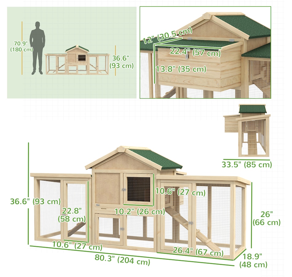 Image 962370_ALTMORE2.jpg, Product 962-370 / Price $277.99, PawHut Chicken Coop, Wooden Large Rabbit Hutch with Nesting Box, Run, Ramp from PawHut on TSC.ca's Home & Garden department