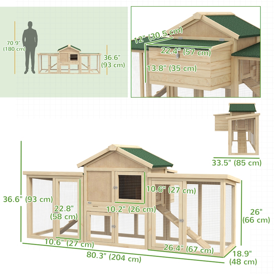Image 962370_ALTMORE2.jpg, Product 962-370 / Price $219.99, PawHut Chicken Coop, Wooden Large Rabbit Hutch with Nesting Box, Run, Ramp from PawHut on TSC.ca's Home & Garden department