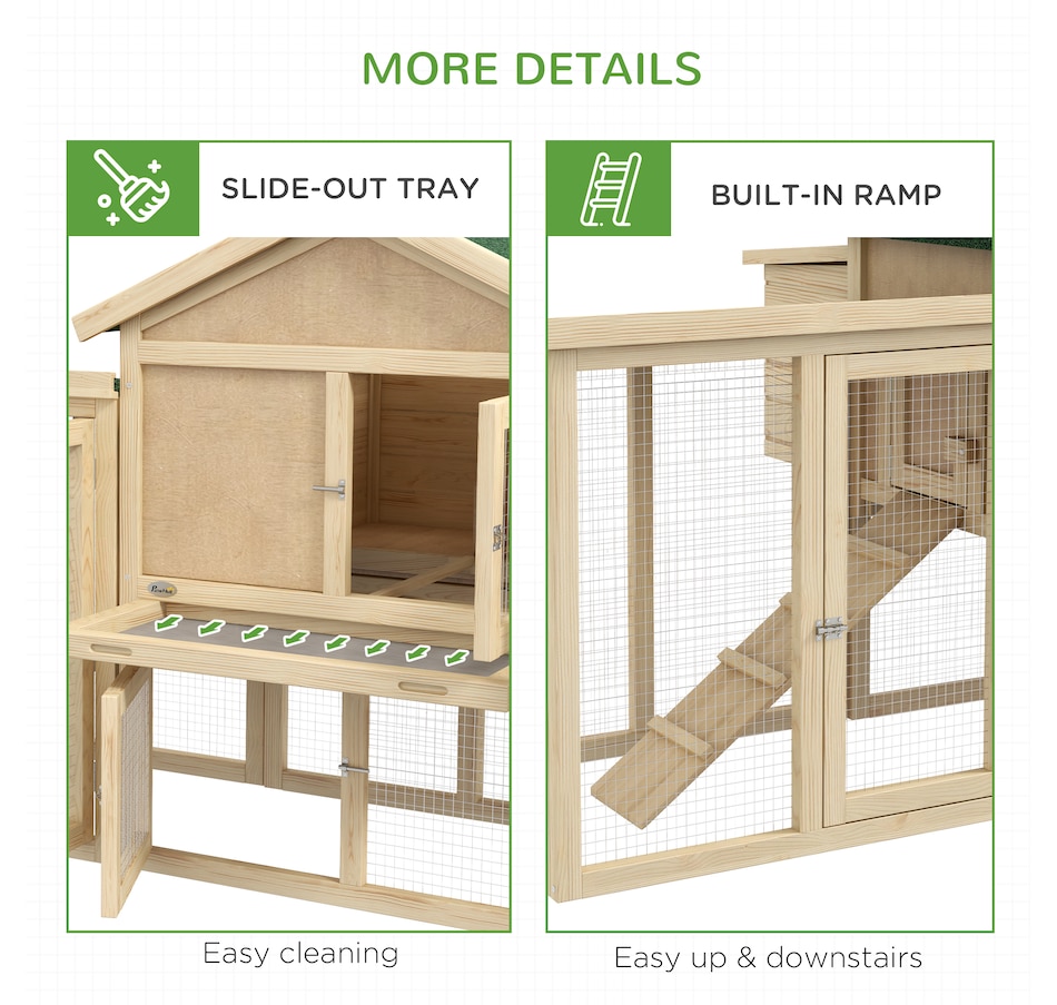 Image 962370_ALTMORE6.jpg, Product 962-370 / Price $277.99, PawHut Chicken Coop, Wooden Large Rabbit Hutch with Nesting Box, Run, Ramp from PawHut on TSC.ca's Home & Garden department