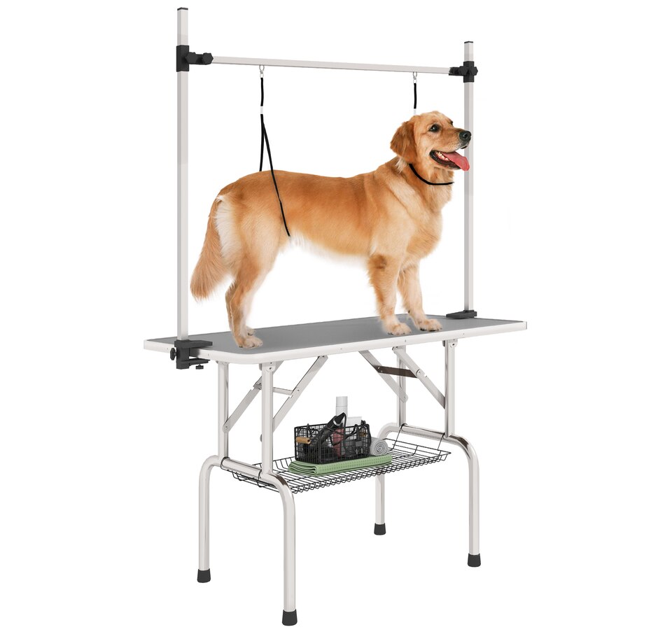 Image 962372.jpg, Product 962-372 / Price $159.99, PawHut Adjustable Dog Grooming Table with 2 Safety Slings, Grey from PawHut on TSC.ca's Home & Garden department