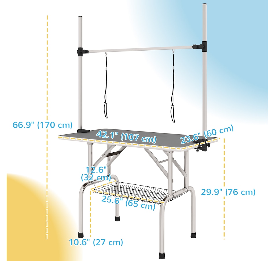 Image 962372_ALTMORE2.jpg, Product 962-372 / Price $159.99, PawHut Adjustable Dog Grooming Table with 2 Safety Slings, Grey from PawHut on TSC.ca's Home & Garden department