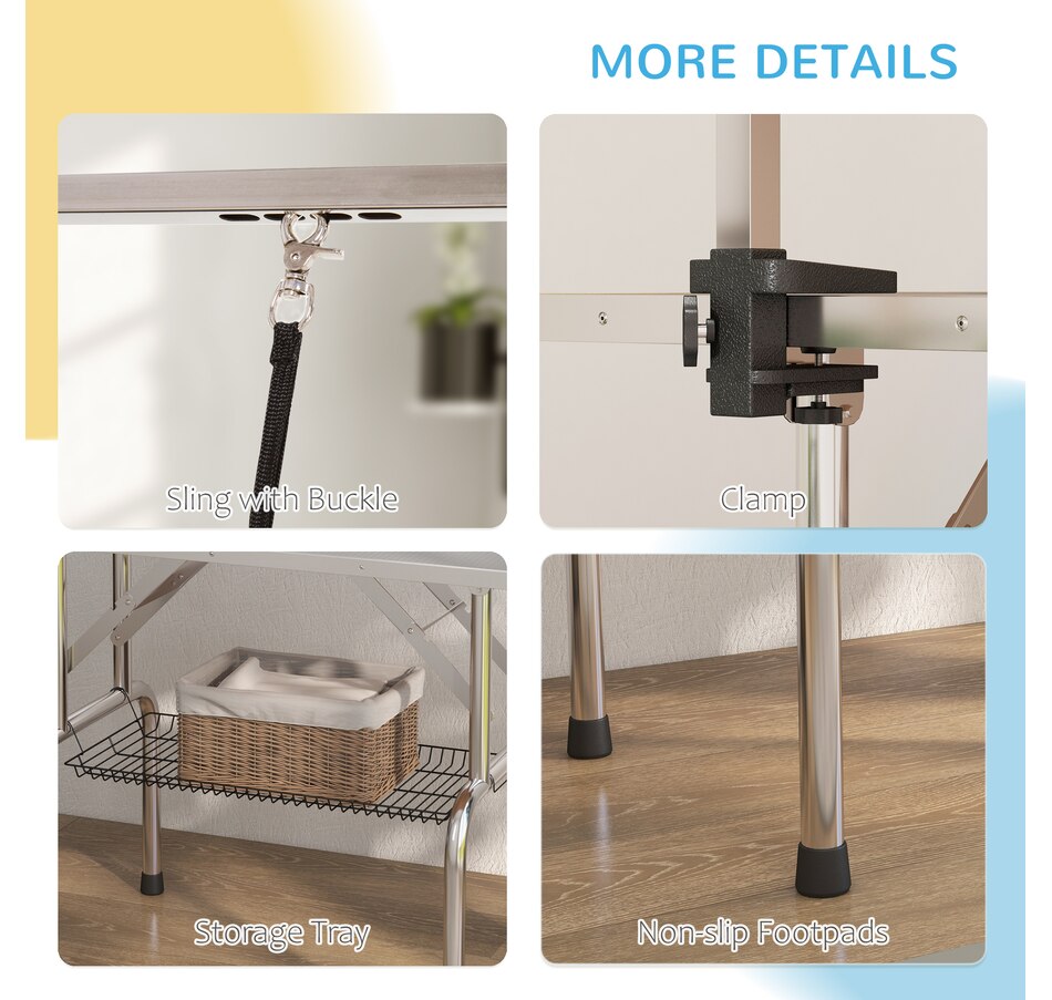 Image 962372_ALTMORE5.jpg, Product 962-372 / Price $159.99, PawHut Adjustable Dog Grooming Table with 2 Safety Slings, Grey from PawHut on TSC.ca's Home & Garden department
