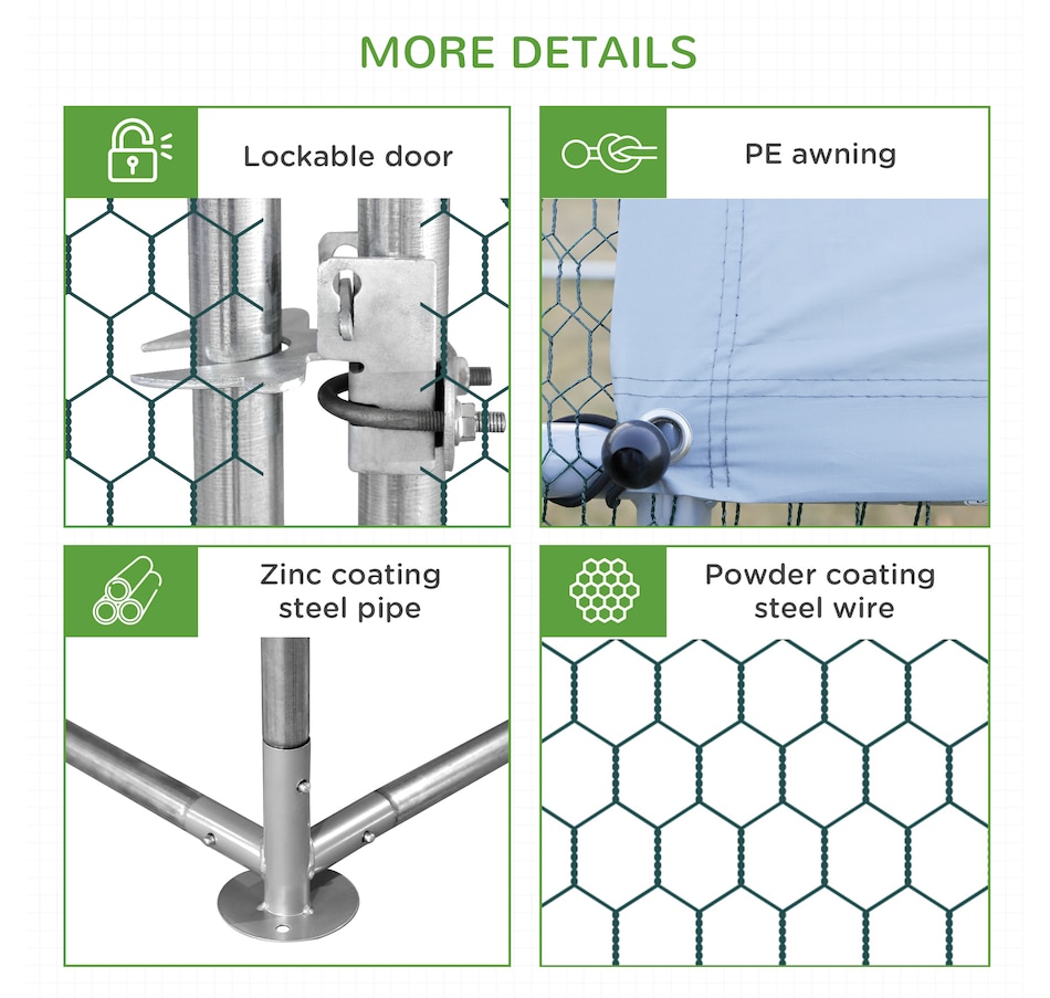 Image 962381_ALTMORE6.jpg, Product 962-381 / Price $499.99, PawHut Galvanized Large Chicken Coop Cage Walk-in Enclosure 9.8'x26.2'x6.6' from PawHut on TSC.ca's Home & Garden department