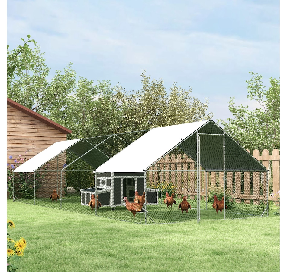 Image 962381_ALTMORE7.jpg, Product 962-381 / Price $499.99, PawHut Galvanized Large Chicken Coop Cage Walk-in Enclosure 9.8'x26.2'x6.6' from PawHut on TSC.ca's Home & Garden department