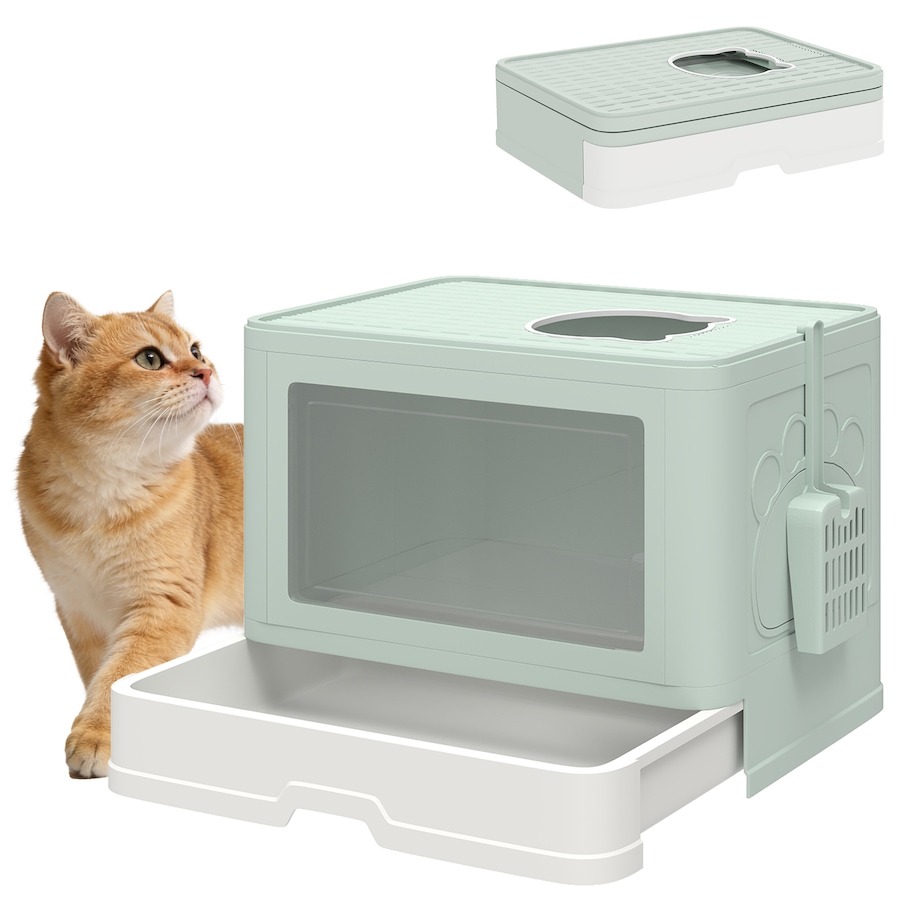 Image 962402.jpg, Product 962-402 / Price $32.99, PawHut Cat Litter Box, Front Enter & Top Exit Cat Litter Tray, Green from PawHut on TSC.ca's Home & Garden department