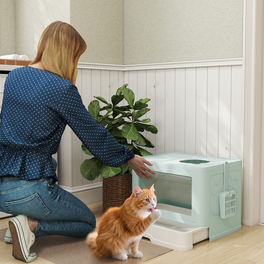 Image 962402_ALTMORE1.jpg, Product 962-402 / Price $32.99, PawHut Cat Litter Box, Front Enter & Top Exit Cat Litter Tray, Green from PawHut on TSC.ca's Home & Garden department