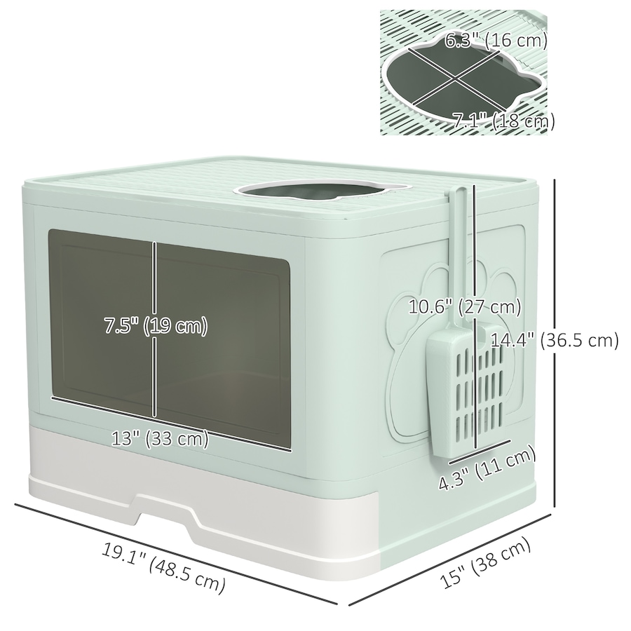 Image 962402_ALTMORE2.jpg, Product 962-402 / Price $32.99, PawHut Cat Litter Box, Front Enter & Top Exit Cat Litter Tray, Green from PawHut on TSC.ca's Home & Garden department