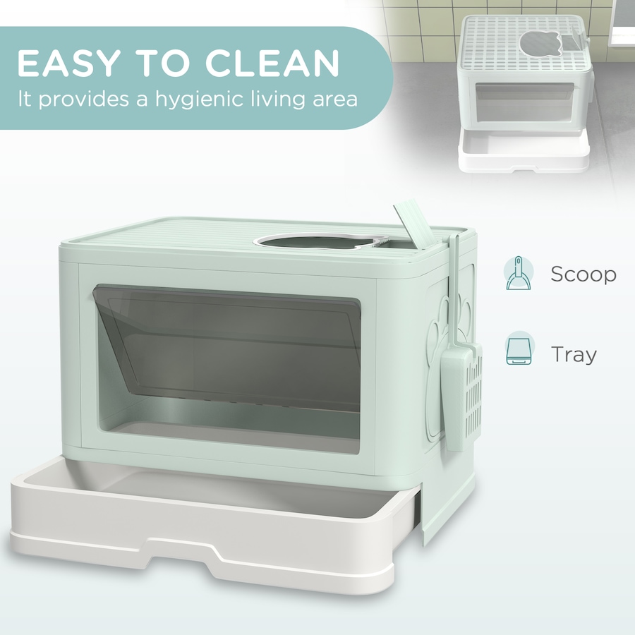 Image 962402_ALTMORE3.jpg, Product 962-402 / Price $32.99, PawHut Cat Litter Box, Front Enter & Top Exit Cat Litter Tray, Green from PawHut on TSC.ca's Home & Garden department
