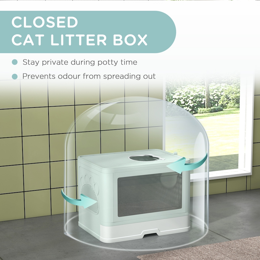 Image 962402_ALTMORE7.jpg, Product 962-402 / Price $32.99, PawHut Cat Litter Box, Front Enter & Top Exit Cat Litter Tray, Green from PawHut on TSC.ca's Home & Garden department
