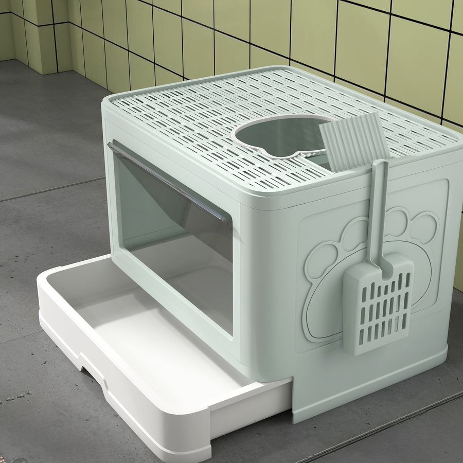 Image 962402_ALTMORE8.jpg, Product 962-402 / Price $32.99, PawHut Cat Litter Box, Front Enter & Top Exit Cat Litter Tray, Green from PawHut on TSC.ca's Home & Garden department