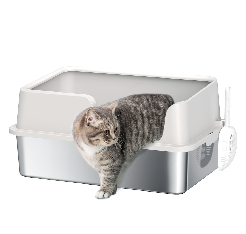 Image 962403.jpg, Product 962-403 / Price $58.99, PawHut Stainless Steel Cat Litter Box, Large Enclosed Litter Box with Scoop from PawHut on TSC.ca's Home & Garden department