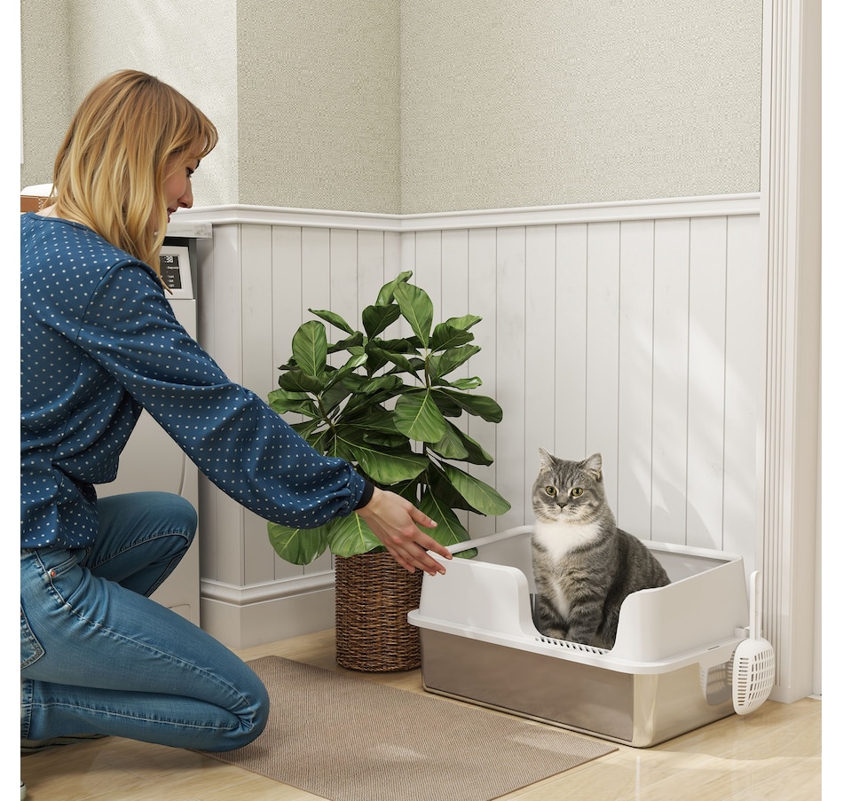 Image 962403_ALTMORE1.jpg, Product 962-403 / Price $58.99, PawHut Stainless Steel Cat Litter Box, Large Enclosed Litter Box with Scoop from PawHut on TSC.ca's Home & Garden department