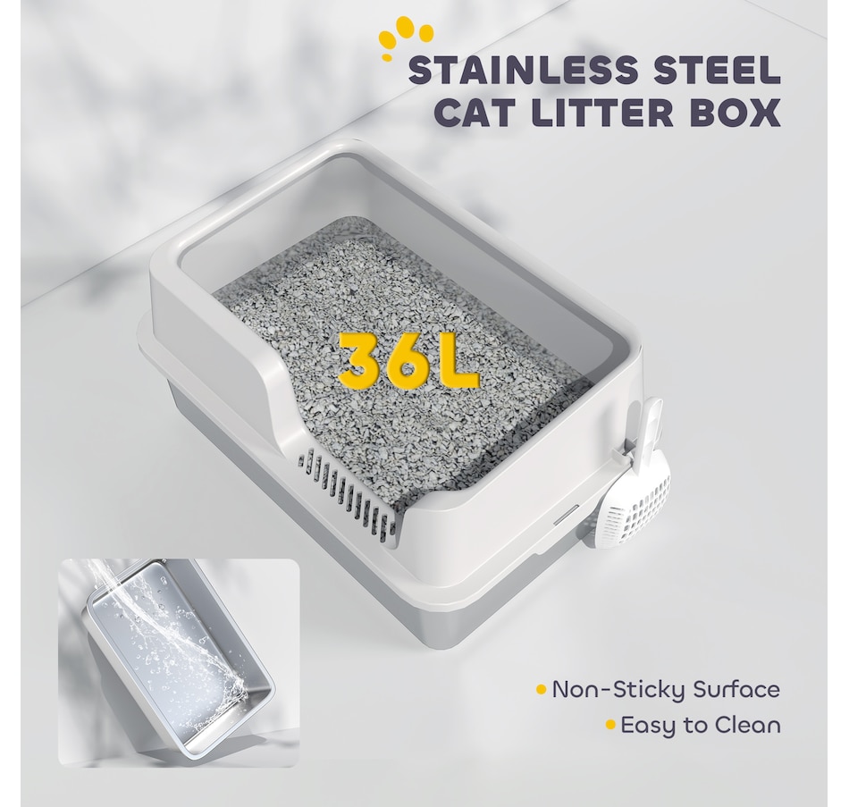 Image 962403_ALTMORE4.jpg, Product 962-403 / Price $58.99, PawHut Stainless Steel Cat Litter Box, Large Enclosed Litter Box with Scoop from PawHut on TSC.ca's Home & Garden department